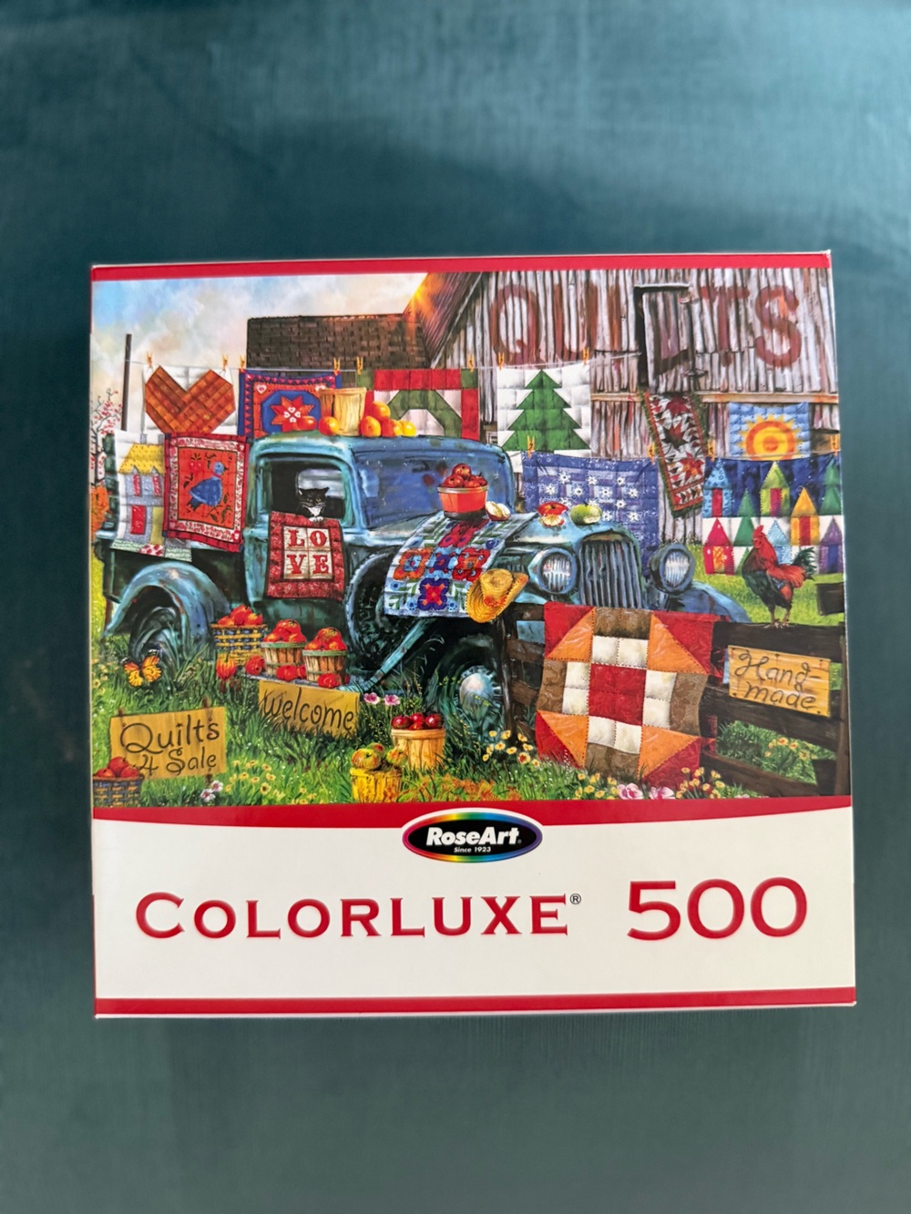 RoseArt Colorluxe 500-Piece Jigsaw Puzzle - Blue Truck Quilt Artwork